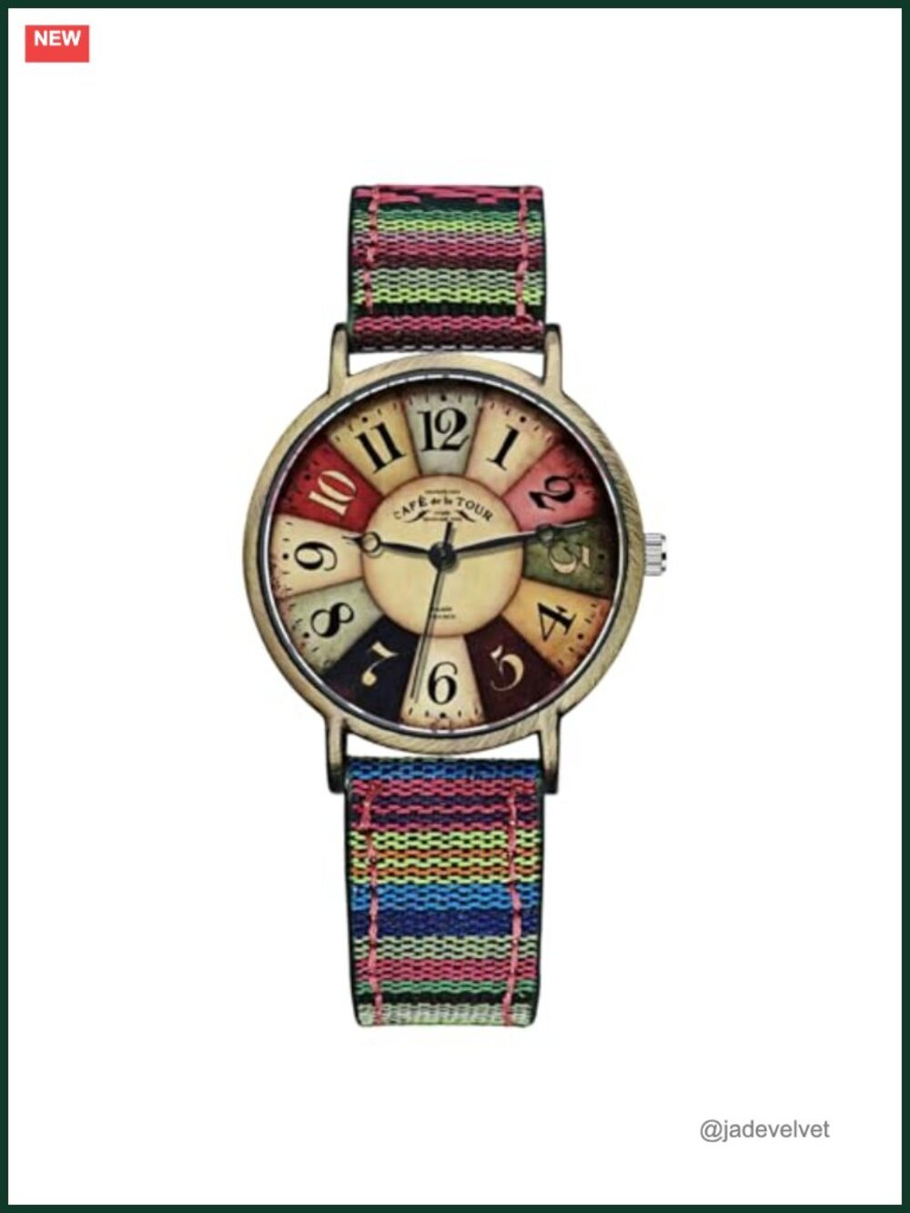 Woven Strap Boho Hippie Rainbow Pattern Quartz Watch